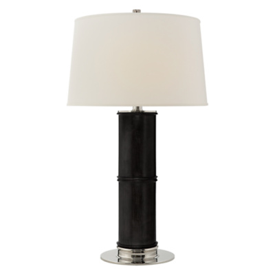 Healey Table Lamp in Ebonized Oak with Linen Shade
